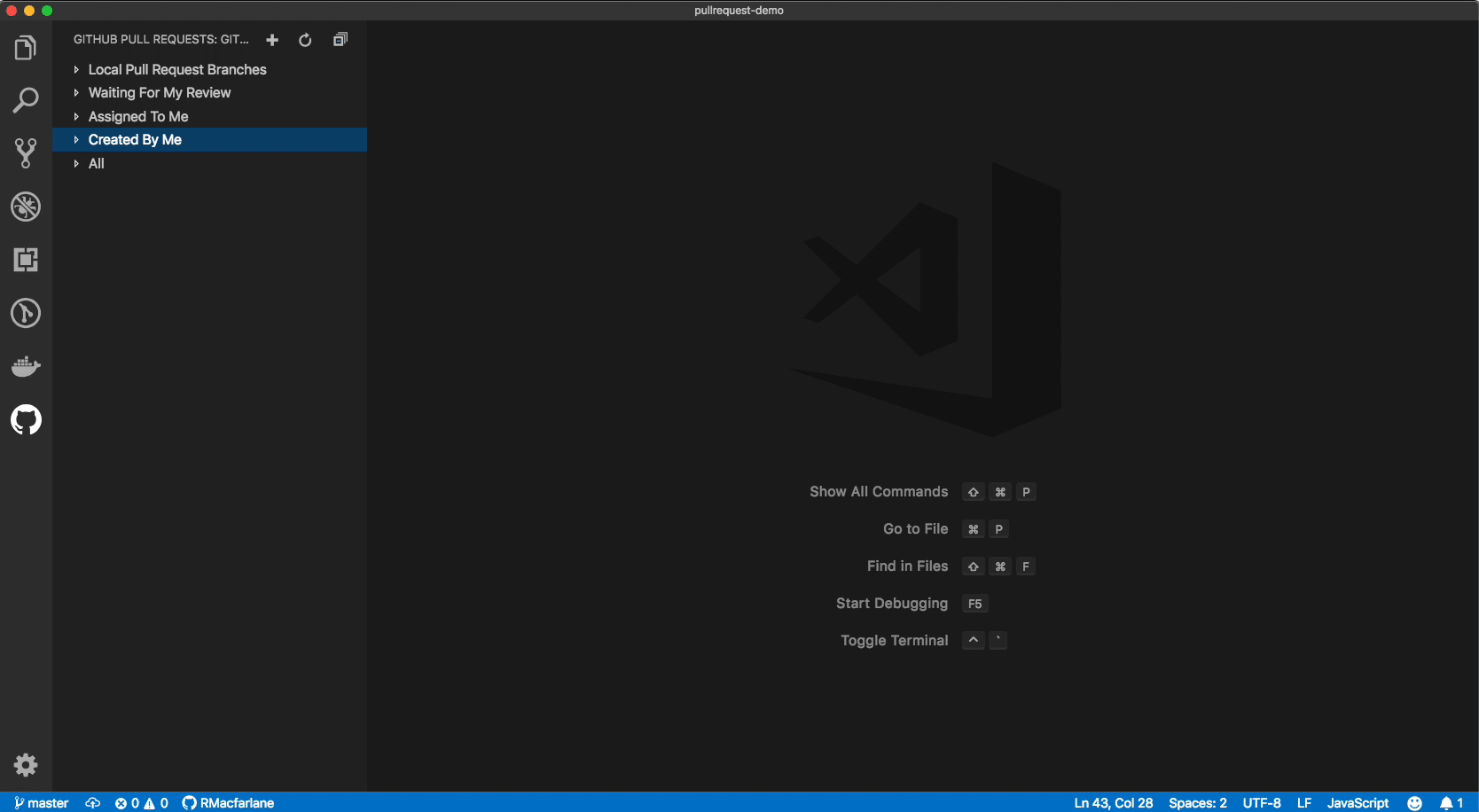 Github pull requests & issues on Visual Studio Code.